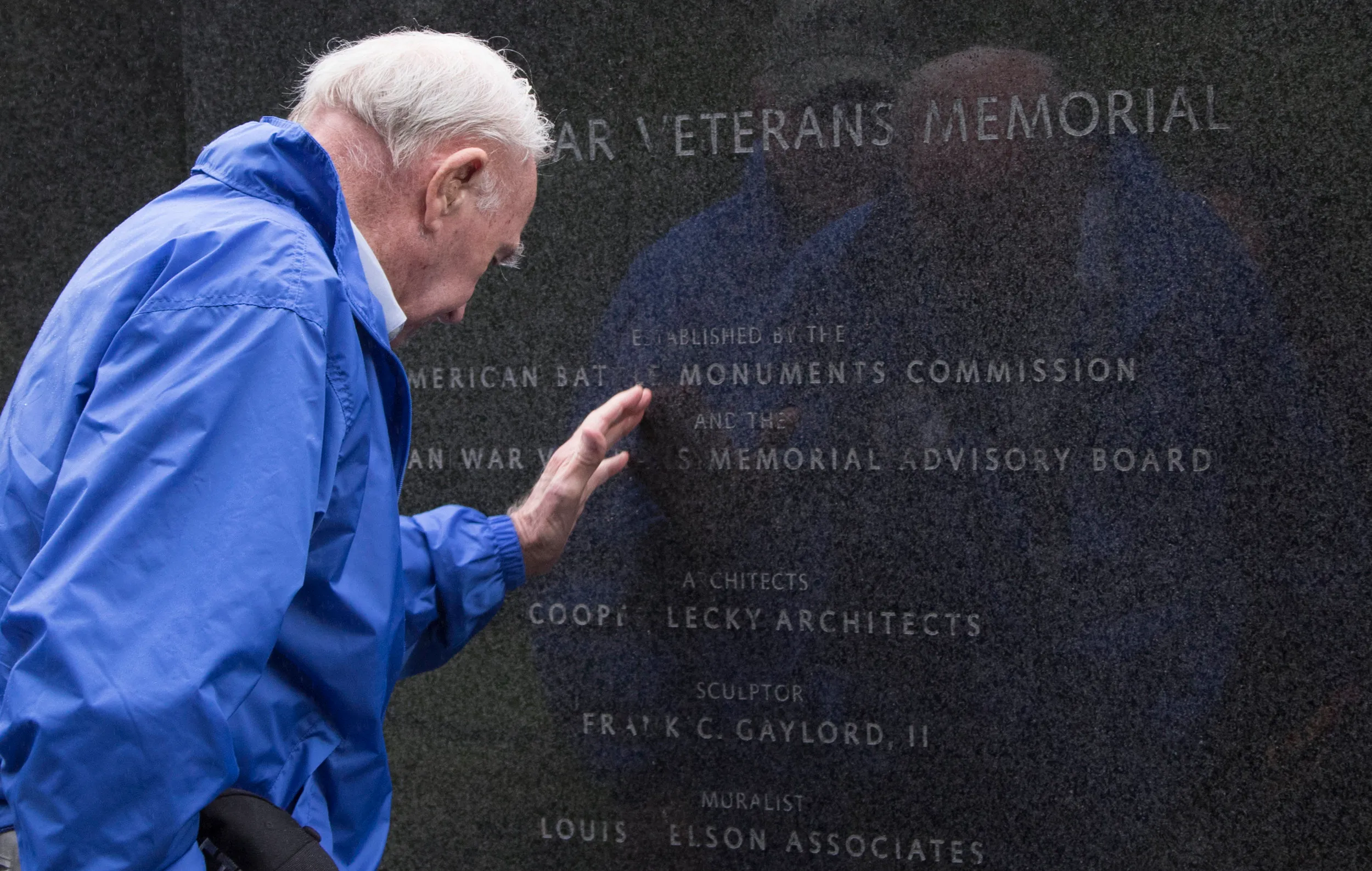Korean War veteran Henry Padgett, Jr., of South Carolina, mourns at the Korean War Veterans Memorial in Washington, D.C., on May 11, 2016.